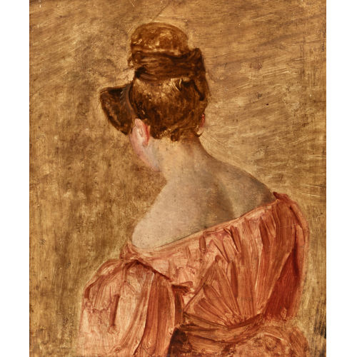 WOLFGANG-ADAM T�PFFER : '�tude de jeune femme de dos en robe rose (t�te et buste)' (DOBIASCHOFSKY AUKTIONEN AG)