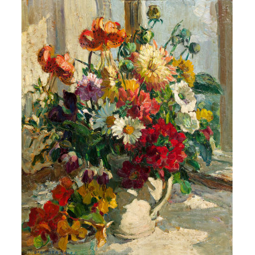 DOROTHEA SHARP : 'Still Life of Flowers in White Pitcher' (DOBIASCHOFSKY AUKTIONEN AG)