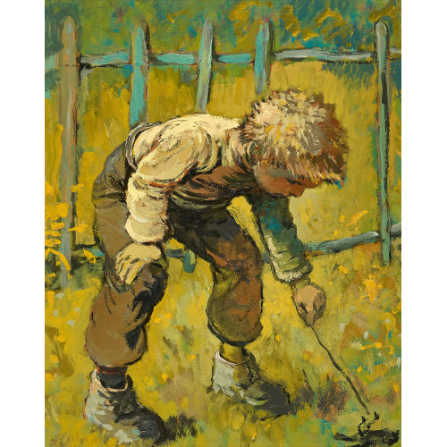 KARL SCHENK : Neugieriger Knabe mit leblosem Vogel (DOBIASCHOFSKY AUKTIONEN AG)