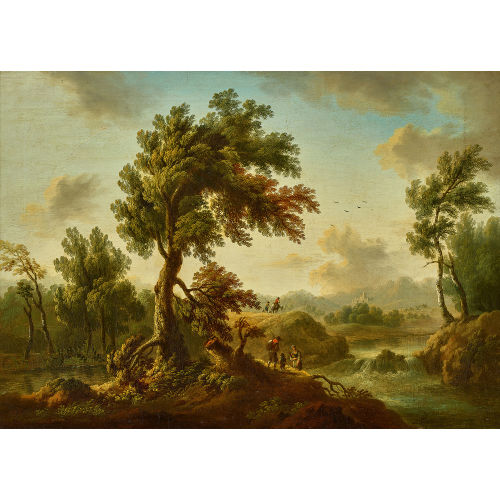 18./19. JH. DEUTSCHLAND : Weite Flusslandschaft mit Staffage (DOBIASCHOFSKY AUKTIONEN AG)