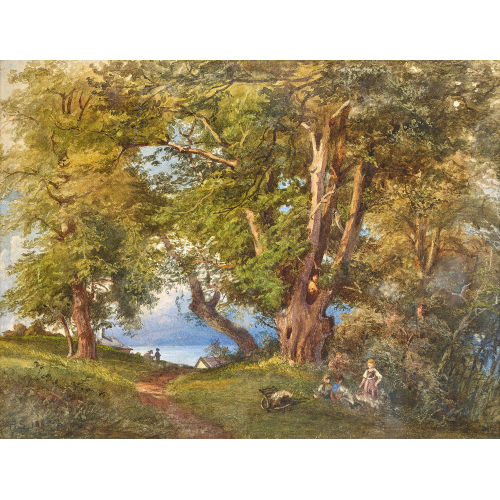 19. JH. SCHWEIZ : Sommerlicher Pfad mit Seeblick (DOBIASCHOFSKY AUKTIONEN AG)