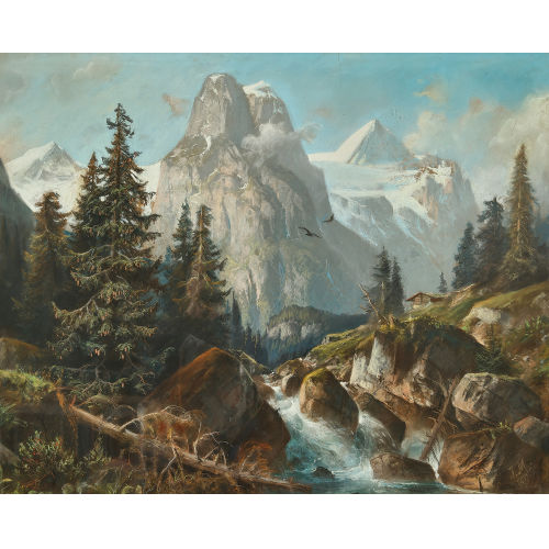 FRANZ ADOLF CHRISTIAN M�LLER : Well- und Wetterhorn von der Rosenlaui aus (DOBIASCHOFSKY AUKTIONEN AG)