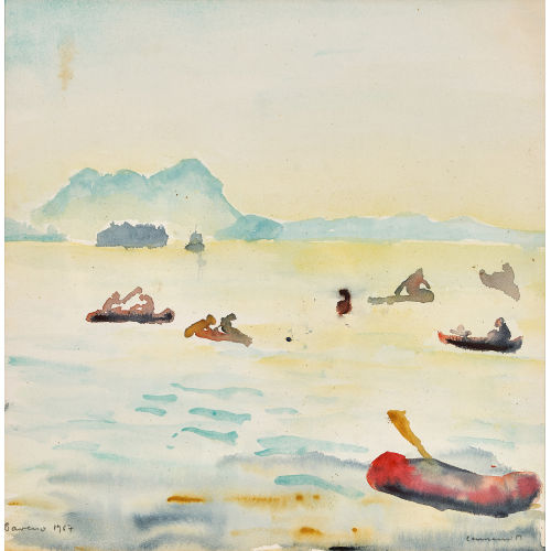 PAUL CAMENISCH : Boote am Lago Maggiore bei Boveno (DOBIASCHOFSKY AUKTIONEN AG)