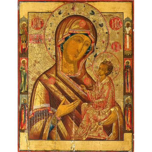 18. JH. RUSSLAND : Muttergottes von Tichwin (Palecher Werkstatt) (DOBIASCHOFSKY AUKTIONEN AG)