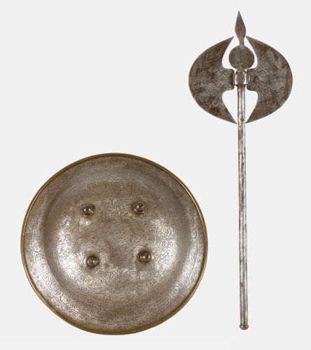RUNDSCHILD UND ZEREMONIALAXT : Persisch, 19. Jh (DOBIASCHOFSKY AUKTIONEN AG)