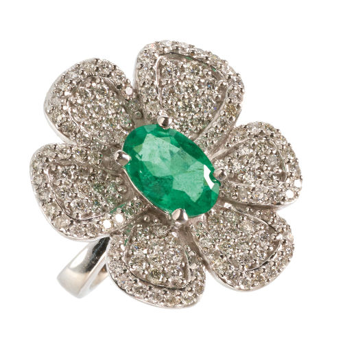SMARAGD-DIAMANT-RING : (DOBIASCHOFSKY AUKTIONEN AG)