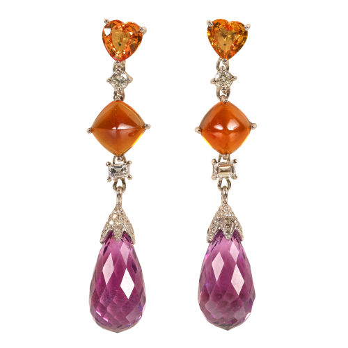 CITRIN-AMETHYST-BRILLANT-OHRSTECKER : (DOBIASCHOFSKY AUKTIONEN AG)