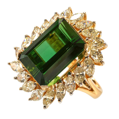 TURMALIN-DIAMANT-RING : (DOBIASCHOFSKY AUKTIONEN AG)