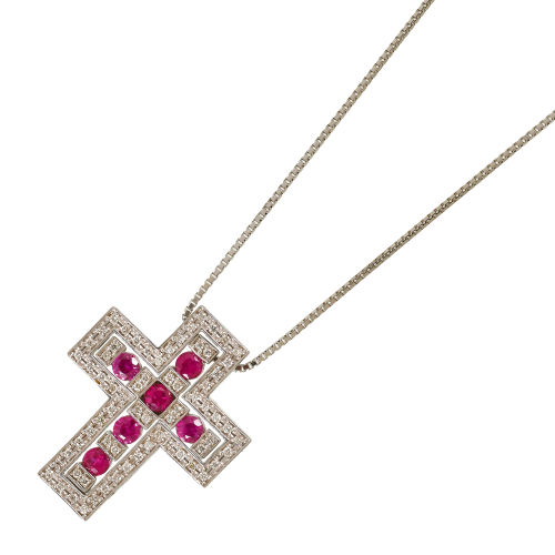 RUBIN-DIAMANT-ANH�NGER MIT KETTE : (DOBIASCHOFSKY AUKTIONEN AG)
