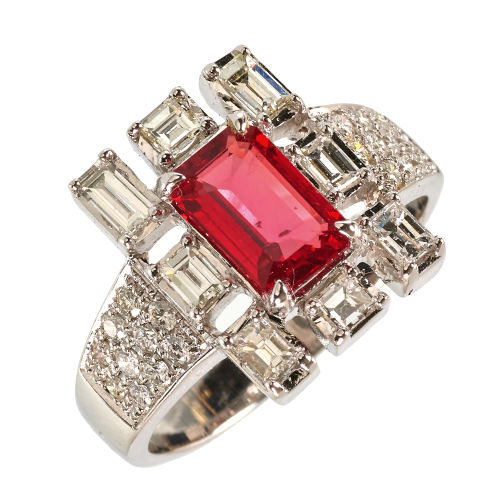 RUBIN-DIAMANT-RING : (DOBIASCHOFSKY AUKTIONEN AG)