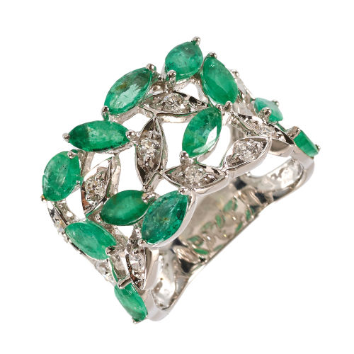 SMARAGD-DIAMANT-RING : (DOBIASCHOFSKY AUKTIONEN AG)