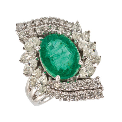 SMARAGD-DIAMANT-RING : (DOBIASCHOFSKY AUKTIONEN AG)