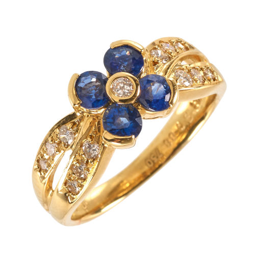 SAPHIR-DIAMANT-RING : (DOBIASCHOFSKY AUKTIONEN AG)
