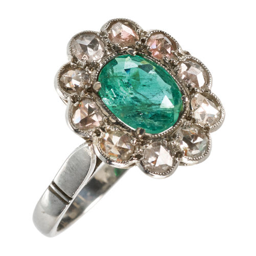 SMARAGD-DIAMANT-RING : (DOBIASCHOFSKY AUKTIONEN AG)