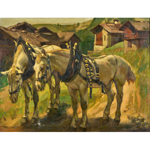 ERNST II HODEL : 'Pferde nach der Arbeit' (DOBIASCHOFSKY AUKTIONEN AG)