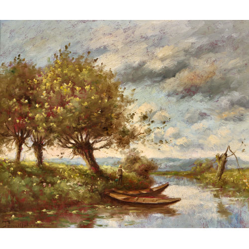 PAUL D�SIR� TROUILLEBERT : Angler am Flussufer (DOBIASCHOFSKY AUKTIONEN AG)