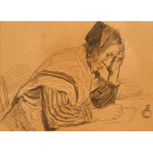 ALBERT ANKER : �ltere Frau beim Schreiben am Tisch (DOBIASCHOFSKY AUKTIONEN AG)
