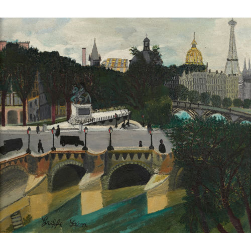 L�ON GREFFE : Pont-Neuf avec la statue d'Henri IV (DOBIASCHOFSKY AUKTIONEN AG)