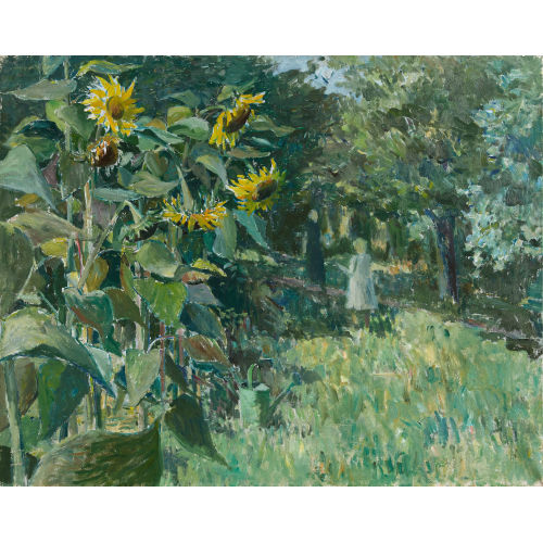 FERNAND GIAUQUE : Sonnenblumen und M�dchen im Garten (DOBIASCHOFSKY AUKTIONEN AG)