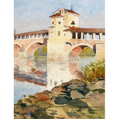 PHILIPPE ERNEST RECORDON : 'Pavie. Pont sur le Tessin' (DOBIASCHOFSKY AUKTIONEN AG)