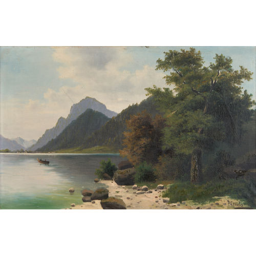 LEOPOLDINE (PSEUDONYM P. CHWALA) CHWALA : Bergsee mit Ruderboot (DOBIASCHOFSKY AUKTIONEN AG)