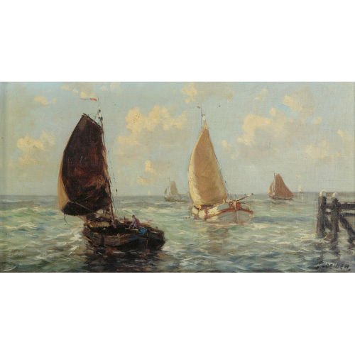 JAN VAN DELDEN : Segelschiffe auf dem Meer (DOBIASCHOFSKY AUKTIONEN AG)