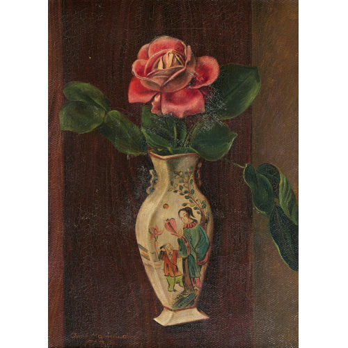 AIM� VICTOR BARRAUD : Stillleben mit Rose in chinesischer Vase (DOBIASCHOFSKY AUKTIONEN AG)