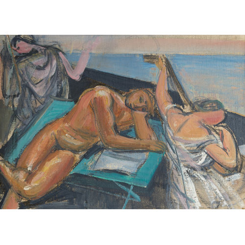 MAURICE BARRAUD : M�nnerakt mit musizierenden Frauen am Strand (DOBIASCHOFSKY AUKTIONEN AG)