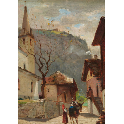 ALFRED DU MONT : Sonniges Bergdorf (DOBIASCHOFSKY AUKTIONEN AG)