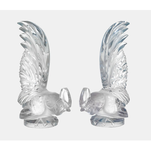 LALIQUE : Paar Briefbeschwerer 'Coq Nain', Wingen-sur-Moder, nach 1945 (DOBIASCHOFSKY AUKTIONEN AG)