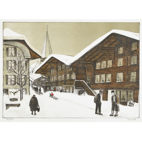 JEAN-LOUIS G�TAZ : Im winterlichen Saanen (DOBIASCHOFSKY AUKTIONEN AG)