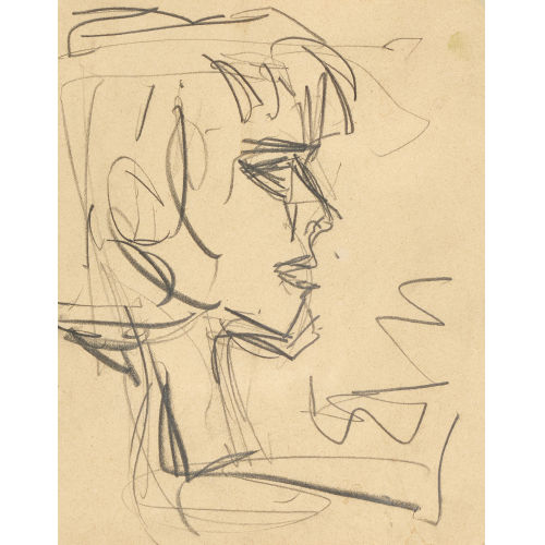ALBERT M�LLER : Kopfportr�t von Ernst Ludwig Kirchner im Profil (DOBIASCHOFSKY AUKTIONEN AG)