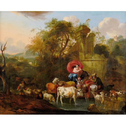MICHIEL CARRE : Arkadische Landschaft mit Ruinen und Figurenstaffage (DOBIASCHOFSKY AUKTIONEN AG)
