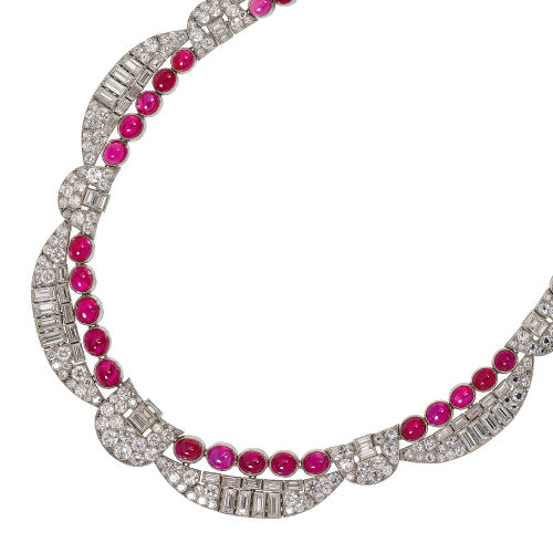RUBIN-DIAMANT-COLLIER : Frankreich, wohl im Stil des sp�ten Art d�co (DOBIASCHOFSKY AUKTIONEN AG)