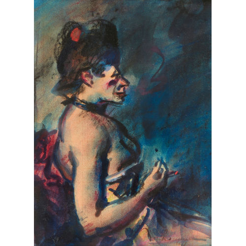 L�ON F�LIX GEORGES BONHOMME : Femme assise avec cigarette (DOBIASCHOFSKY AUKTIONEN AG)