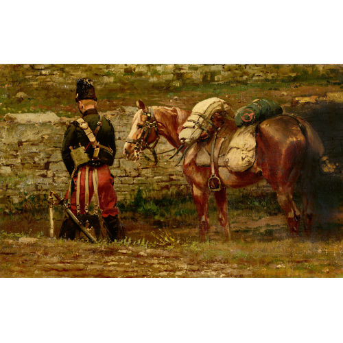 JEAN BAPTISTE �DOUARD DETAILLE : 'Un moment d'arr�t' (DOBIASCHOFSKY AUKTIONEN AG)