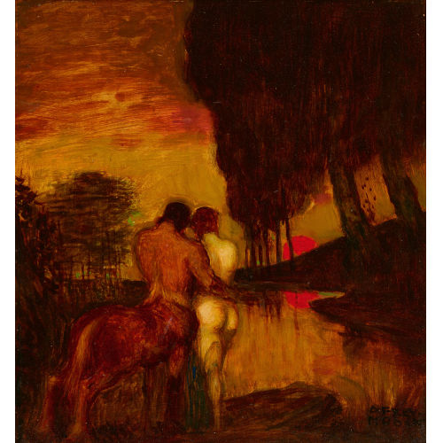 ADOLF FREY-MOOCK : Zentaur mit Frau bei Sonnenuntergang (DOBIASCHOFSKY AUKTIONEN AG)