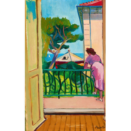 PAUL JAKOB) PAOLO (EIGTL. M�LLER : Balkon mit Blick aufs Meer (DOBIASCHOFSKY AUKTIONEN AG)