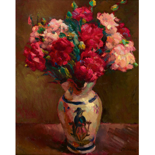 VICTOR SURBEK : Nelkenstrauss in Keramikvase (DOBIASCHOFSKY AUKTIONEN AG)