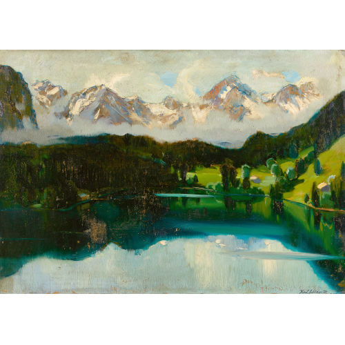 KARL SCHLAGETER : Sommerlicher Bergsee (DOBIASCHOFSKY AUKTIONEN AG)