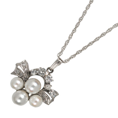 PERLEN-DIAMANT-ANH�NGER MIT KETTE : (DOBIASCHOFSKY AUKTIONEN AG)