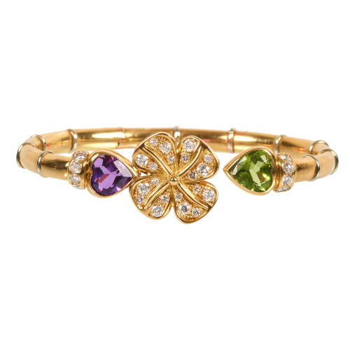 PERIDOT-AMETHYST-BRILLANT-ARMREIF : (DOBIASCHOFSKY AUKTIONEN AG)