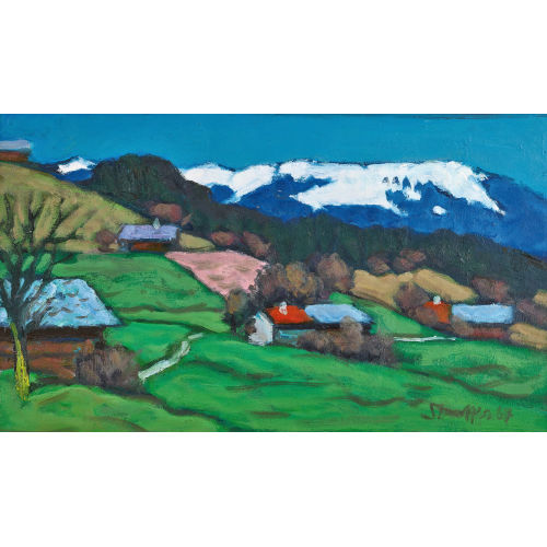 FRED STAUFFER : Emmentaler Landschaft im Vorfr�hling (DOBIASCHOFSKY AUKTIONEN AG)