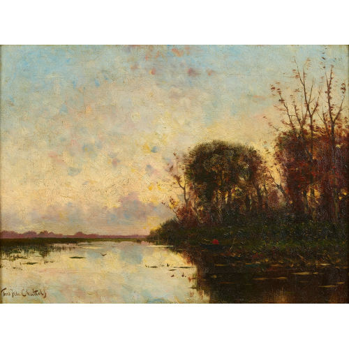 FREDERICUS JACOBUS VAN ROSSUM DU CHATTEL : Fluss in der Morgensonne mit Angler (DOBIASCHOFSKY AUKTIONEN AG)