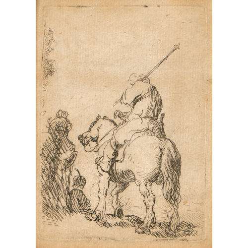 HARMENSZ REMBRANDT VAN RIJN : 'Soldat mit Turban auf einem Pferd' (DOBIASCHOFSKY AUKTIONEN AG)