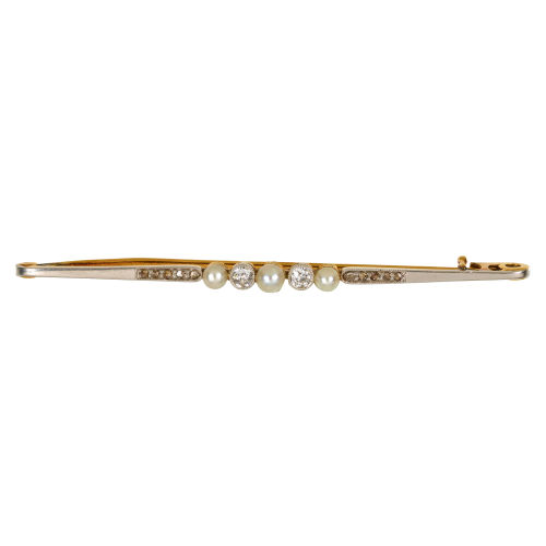 PERLEN-DIAMANT-BROSCHE : (DOBIASCHOFSKY AUKTIONEN AG)