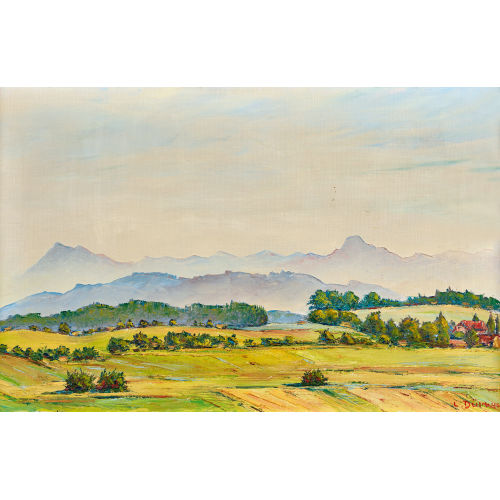 LOUIS DRR : Sommerlandschaft mit Alpenpanorama (DOBIASCHOFSKY AUKTIONEN AG)
