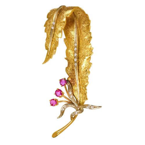 RUBIN-DIAMANT-BROSCHE : (DOBIASCHOFSKY AUKTIONEN AG)