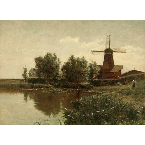 CHARLES-�DOUARD DU BOIS : Uferlandschaft mit Windm�hle (DOBIASCHOFSKY AUKTIONEN AG)