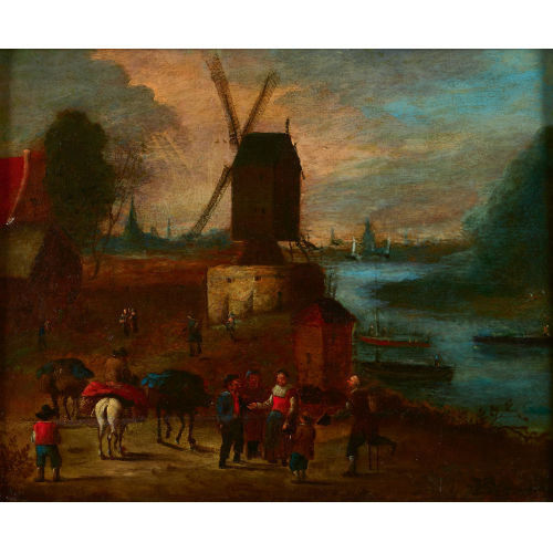 17./18. JH. HOLLAND : Belebte Landschaft mit Windm�hle (DOBIASCHOFSKY AUKTIONEN AG)